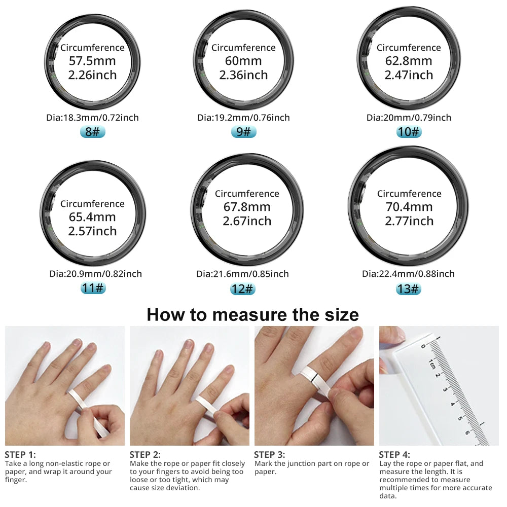 2024  R09 Smart Ring Men Women with Charging Case, Body Temperature Health and Sleep Monitor for Xiaomi Samsung Phone